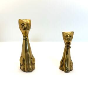 VTG Brass Pair of Large 5.5" & Small 3.5" MCM Figurines Made Korea MCM Bow Tie